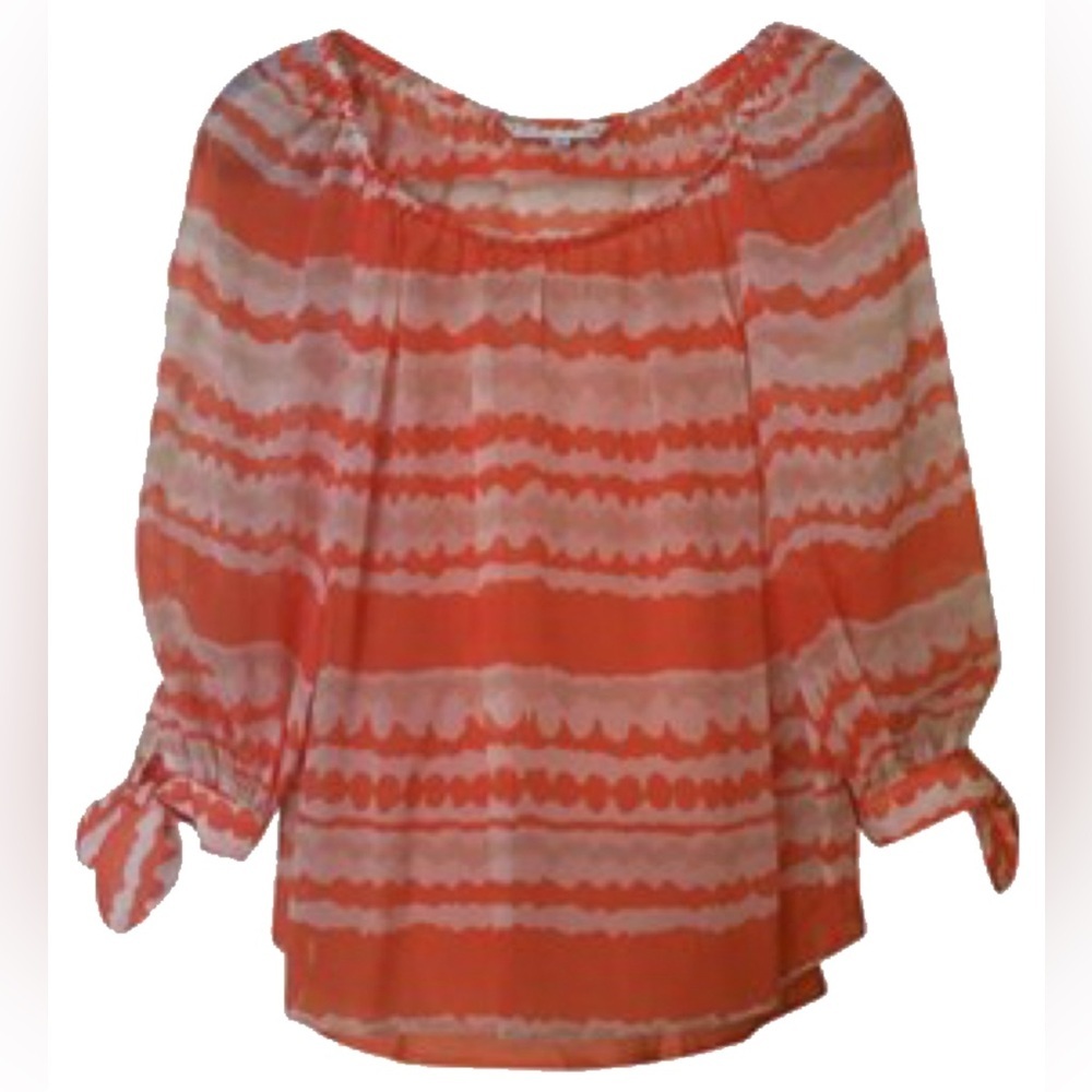 Trina Turk silk Blue bird blouse in coral with matching silk camisole Size L